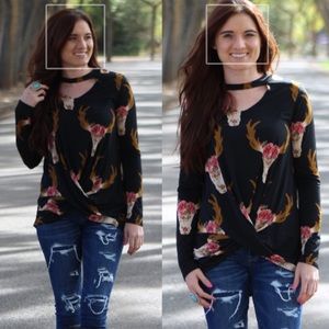 Floral Skull Choker Top